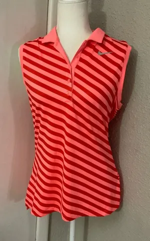 Nike Precision Print Sleeveless Golf Polo Shirt Lava Glow/Max Orange M Dopamine thumbnail 1