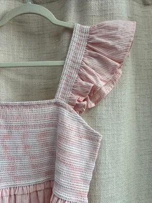 Smocked Ruffle Strap Tiered Midi Dress Medium thumbnail 10