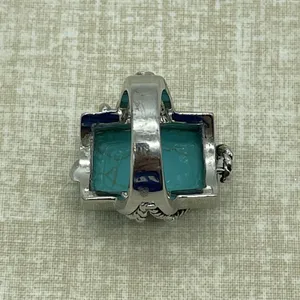 Western Boho Faux Turquoise Ring Size 8‎ Silver Tone Southwest Nautical Festival thumbnail 5