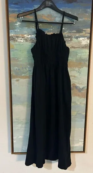 NEW Sundress Pockets Pleat Long Tiered Maxi Dress M thumbnail 4