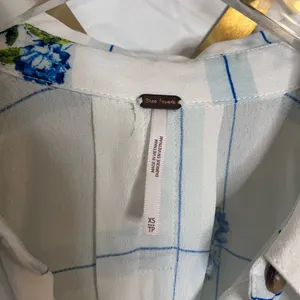 NWT Free People Window To My Soul Blue Floral Button Up XS thumbnail 7
