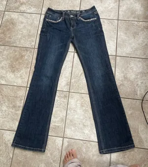 LA Idol USA Womens Embellished Bootcut‎ Jeans Dark Wash Size 9/31 EUC bling boot thumbnail 1