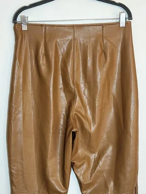Abercrombie and Fitch Light Brown Faux Leather Pants Size XL thumbnail 4