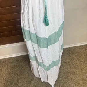FLYING TOMATO Maxi Dress‎ Strapless Turquoise White Lace Embroidered Long Sz S thumbnail 4