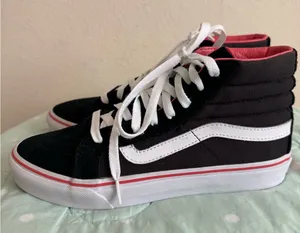 Vans Sk8-Hi Black, White, and Pink Sneakers Womens size 7 thumbnail 1