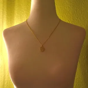 Gold Sun and Moon Oval Pendant Necklace thumbnail 7