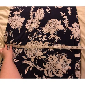 Acting Pro Women's Navy White Floral Maxi Dress Long Side Slits Short Sleeves thumbnail 10