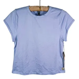 NWT Vuori Halo Baby Tee Womens Large Soft Sky Heather Blue Athletic Gym Lounge thumbnail 2
