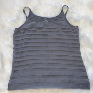 New York & Company Dark Gray Ruffle Trim Tank Top thumbnail 1