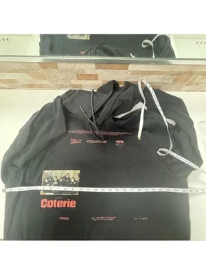 COLLUSION Unisex Lounge cotton set pants & sweat shirt hoodie black with graphic thumbnail 7