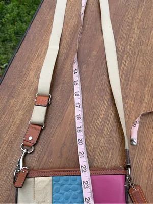 Coach Patchwork Crossbody Bag Multicolor Signature Canvas Leather Pink thumbnail 9
