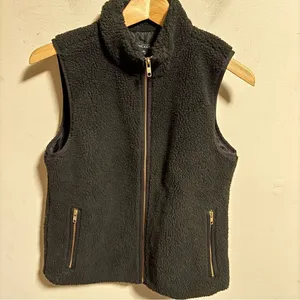 J.crew Mercantile Fleece Teddy Bear Sherpa Full Zip Vest Black Gold- Size XS thumbnail 2
