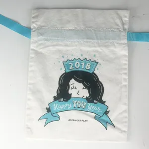 Sephora 2018 Happy Year Drawstring Cloth MakeUp Delicates Travel Bag White New thumbnail 1