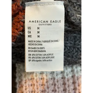American Eagle Striped Sweater‎ Womens Medium Gray Multi Colorblock Knit Boho thumbnail 7