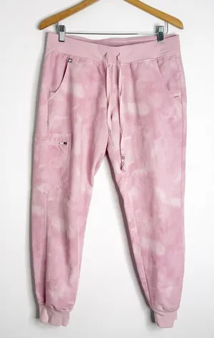 FIGS Zamora Jogger Scrub Pants Medium Petite Pink Marble Tie Dye thumbnail 1