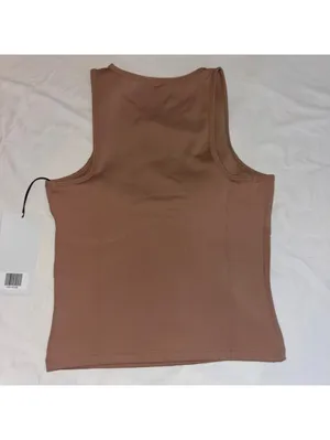 NWT Girlfriend Collective Quinn Tank Top Earth Brown Ruched Twist High Neck Sm thumbnail 4