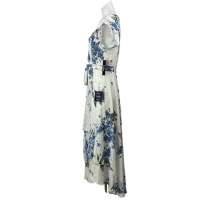 NEW Lulus French Country Side White Floral Asymmetrical Hem Hi-Low Dress Size L thumbnail 2