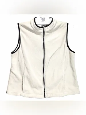 TAIL Vintage Women’s Full Zip Fleece Sleeveless Golf Vest Cream Trim Size Large thumbnail 2
