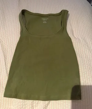 American Eagle Outfitters Olive Ribbed Scoop Tank thumbnail 1