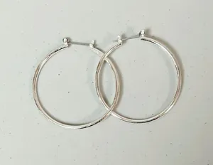 Silver Hoops Hoop Earrings Jewelry 💎 (Medium Size) thumbnail 1