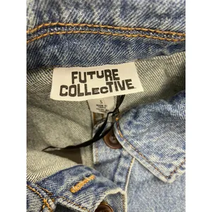 FUTURE COLLECTIVE Denim Shirt‎ Dress Short Sleeve Collared Button Front Blue S thumbnail 2