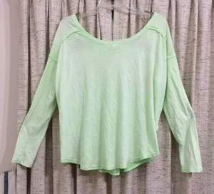 Free People We The Free First Love Lace-Up Tee in Lime thumbnail 6