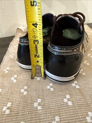 Coach Signature C Jacquard Patent Leather Low Top Sneakers Brown Khaki Size 7 thumbnail 5