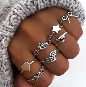 Gorgeous Stackable Silver ring set 7 pcs thumbnail 1