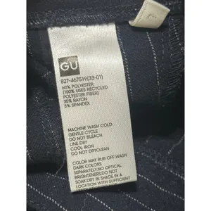 GU Navy Blue Pinstripe Pleated Wide Leg Pants High Rise Office Trousers L thumbnail 7