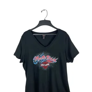 Harley Davidson Black V-neck Myrtle Beach Red White Blue Patriotic T-shirt XL thumbnail 5