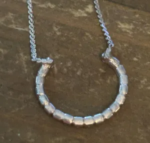 Silver tone rhinestone horseshoe necklace thumbnail 4