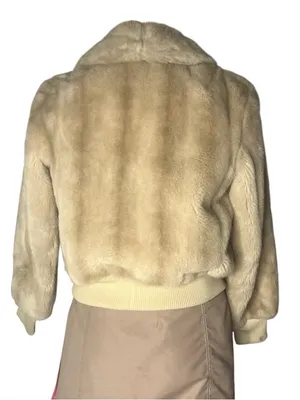 VINTAGE Faux Fur Bomber Jacket Leather Trimmed Ollie Canada Fits Size Small thumbnail 2