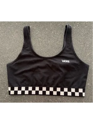 Women's Vans Black & White Checkered Sports Bra S thumbnail 6