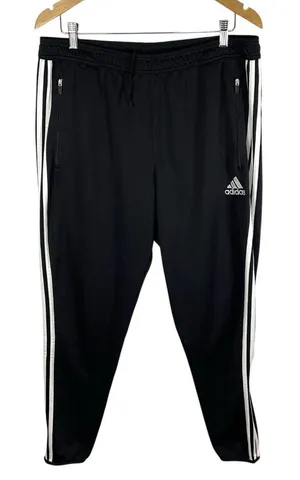 Adidas Climacool‎ Track Pants Womens Sz XL Black 3-Stripe Zip Ankle logo white thumbnail 1