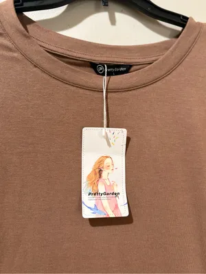 PRETTYGARDEN women's oversized long sleeve crewneck top in a soft brown shade thumbnail 2