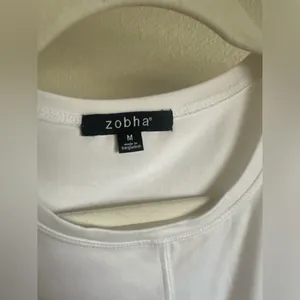 ZOBHA White Sleeveless Women's Top with tie in front. thumbnail 3
