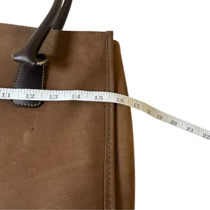 Diane Von Furstenberg Double Handle Suede & Leather Tote Bag Snap Brown Classic thumbnail 10