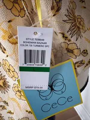 CeCe Large Yellow Floral Pintuck Shell Top thumbnail 2