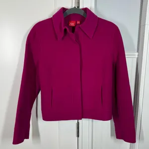 90’s Y2K Anne Klein Fuchsia Magenta Pink Wool Blazer Jacket Boiled Wool medium‎ thumbnail 1