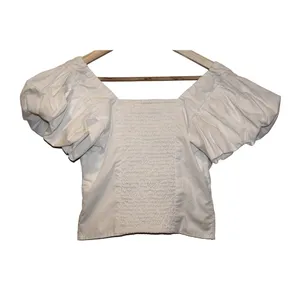 Women's Abercrombie & Fitch White V-Neck Short Sleeve Crop Top Blouse Size Small thumbnail 2