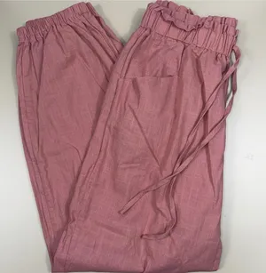 SHEIN Pink Paperbag Waist Cotton Pants Women’s Large 29x27 Drawstring Pockets thumbnail 1