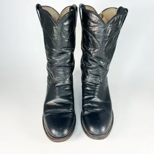 Justin Boots Original Roper Black Leather Western Cowboy Boots Women 6 thumbnail 3