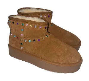Steve Madden NEW Comfy Chestnut Brown Faux Fur Lined Suede Rhinestones Slip On Boot 10 thumbnail 1