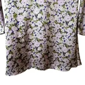 Zara Women's XS Floral Satin‎ Mini Dress Long Sleeve Multicolor Lilac Casual thumbnail 3