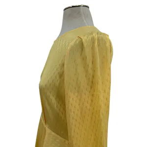 Maje Roseau Jacquard Skater Dress Long‎ Sleeve Yellow Size 40 US Large thumbnail 8