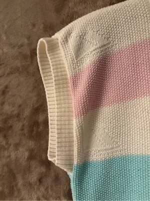 Women’s Pastel Striped Knit Top — Pink, Blue & White Size M/L thumbnail 4