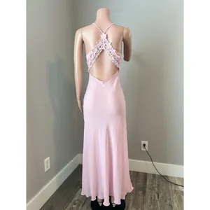 D'ELEGANCE LINGERIE Slip PINK SPAGETTI MEDIUM MAXI FLORAL LACE LIGHTWEIGHT#95 thumbnail 6