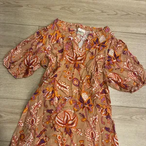 Roller Rabbit Women’s Puff Sleeve Viscose Floral Brown Maxi Dress Size S thumbnail 1