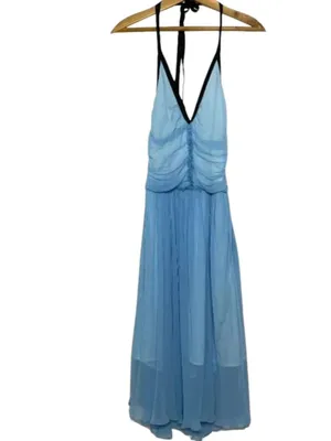 Source Unknown Blue Silk Chiffon Dress Vintage 0 thumbnail 3
