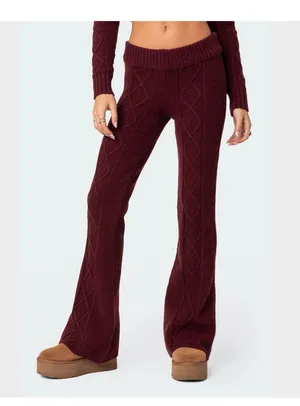 Edikted Knit Pants Low-Rise Flared Leg thumbnail 1